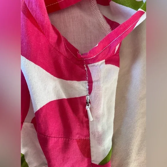 Boden Vibrant Carnation Pink/Kelly Green Cotton dress, 10, MSRP $119 - Picture 10 of 11
